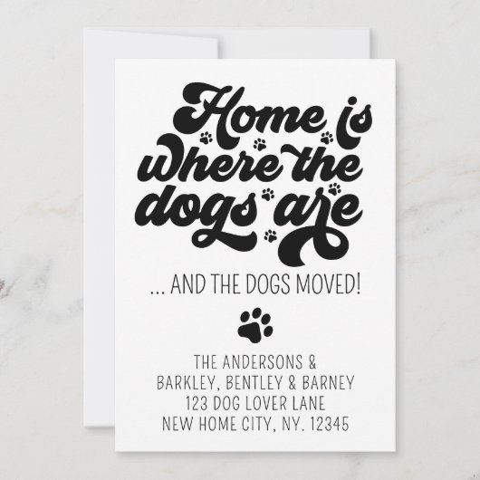 レトロモダン新しいアドレスを移動した犬の移動 案内状 (正面)