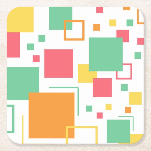 レトロモダン柑橘類 スクエアペーパーコースター (正面)