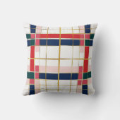 レトロモダン格子模様レッドブルー金ゴールドクリスマス クッション (裏面)