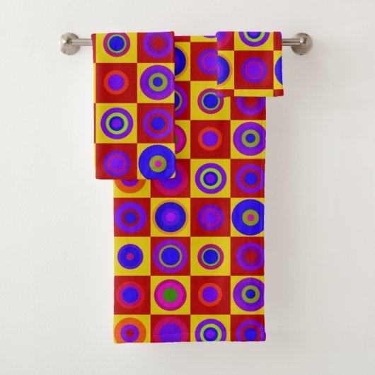 レトロモダン水玉模様サークル1970年代 バスタオルセット (インサイチュ)