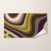 レトロモダン波形モノグラムグリーンパープルブラウン バスタオルセット (ハンドタオル)