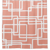 レトロモダン白い長方形オンコーラル シャワーカーテン (正面)