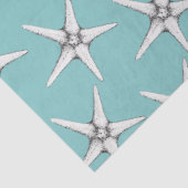 レトロモダン白ヒトデパターン(の模様が)あるィックブルー 薄葉紙 (詳細)