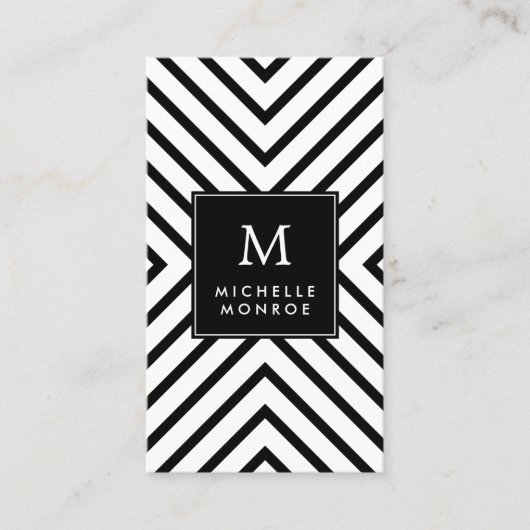 レトロモダン白黒パターンモノグラはっきりしたム 名刺 (正面)