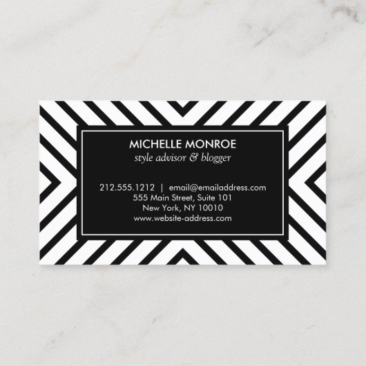 レトロモダン白黒パターンモノグラムII 名刺 (裏面)