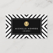 レトロモダン白黒パターンモノグラムII 名刺 (正面)