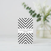 レトロモダン白黒パターン垂直 名刺 (スタンド正面)