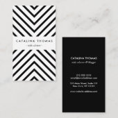 レトロモダン白黒パターン垂直 名刺 (正面/裏面)