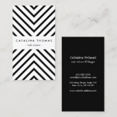 レトロモダン白黒パターン垂直 名刺 (正面/裏面)