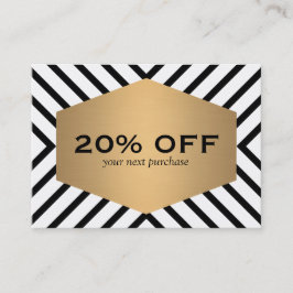 レトロモダン白黒パターン金ゴールドエンブレムクーポン 割引カード
