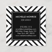 レトロモダン白黒パターン金ゴールド円モノグラム スクエア名刺 (裏面)