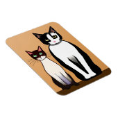 レトロモダン白黒猫と子猫 マグネット (右側)