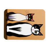レトロモダン白黒猫と子猫 マグネット (横)