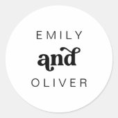 レトロモダン白黒結婚式の引き出物シール ラウンドシール (正面)