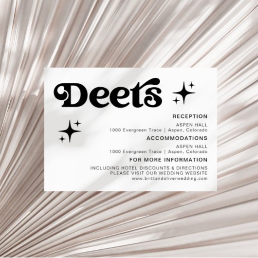 レトロモダン白黒結婚詳細 エンクロージャーカード