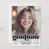 レトロモダン白黒4写真卒業 招待状 (正面)