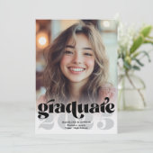 レトロモダン白黒4写真卒業 招待状 (スタンド正面)