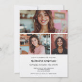 レトロモダン白黒4写真卒業 招待状 (裏面)