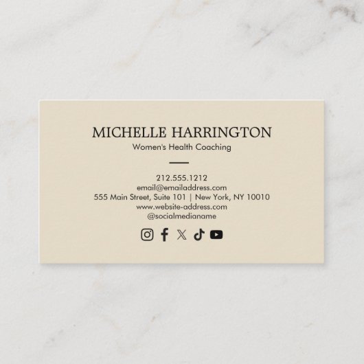 レトロモダン瞑想的な猶予ライフコーチ，ホリスティック 名刺 (裏面)