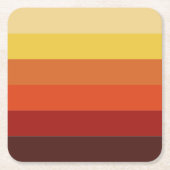 レトロモダン秋秋の色のグラデーションストライプ スクエアペーパーコースター (正面)