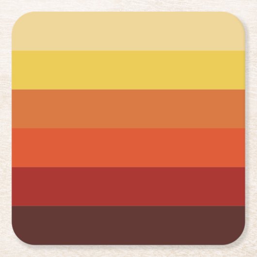レトロモダン秋秋の色のグラデーションストライプ スクエアペーパーコースター (正面)