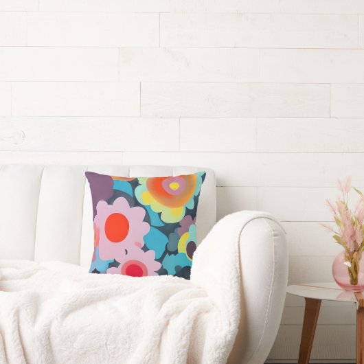 レトロモダン花 クッション (ソファ)