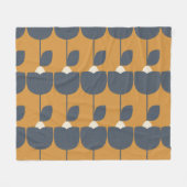 レトロモダン花：北欧の幾何学的。 フリースブランケット (正面(横))