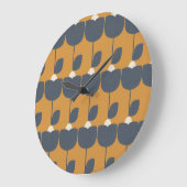 レトロモダン花：北欧の幾何学的。 ラージ壁時計 (傾斜)