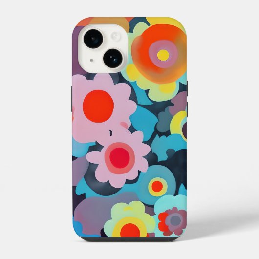 レトロモダン花 iPhoneケース (裏面)