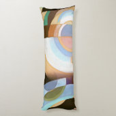 レトロモダン茶色と青のグラフィック円のパターン ボディピロー (裏面 (縦))