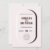 レトロモダン赤面テラコッタブラックアンドホワイト 招待状 (正面)