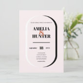 レトロモダン赤面テラコッタブラックアンドホワイト 招待状 (スタンド正面)