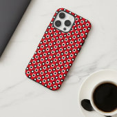 レトロモダン赤黒白スクエアモザイク柄 iPhoneケース