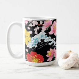 レトロモダン青海波さくら花日本パーティー コーヒーマグカップ