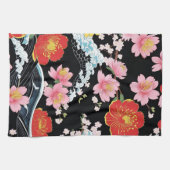 レトロモダン青海波桜花日本パーティー キッチンタオル (横)