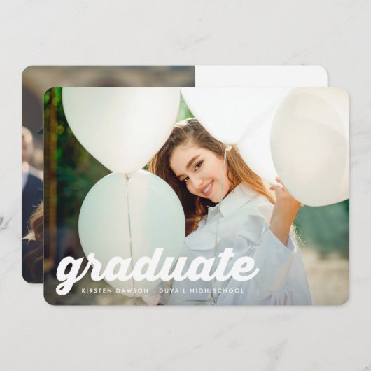 レトロモダン高校2写真卒業 案内状 (正面/裏面)