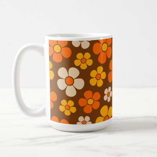 レトロモダン1960年代風の花柄 コーヒーマグカップ (左)