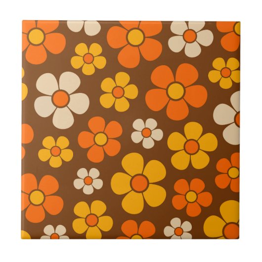 レトロモダン1960年代風の花柄 タイル (正面)