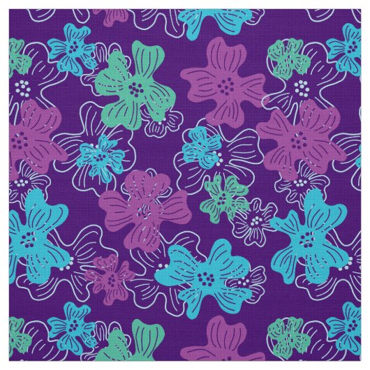 レトロモダン60年代70年代の花文柄 ファブリック (見本)