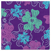 レトロモダン60年代70年代の花文柄 ファブリック (クローズアップ)