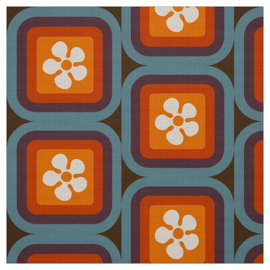 レトロモダン60年代70年代の花文柄 ファブリック (見本)