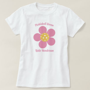 レトロモダン70年代ピックボールパーソナライズされた花 Tシャツ