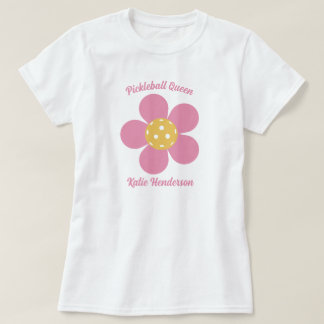 レトロモダン70年代ピックボールパーソナライズされた花 Tシャツ