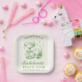レトロモダン　イエロー＆グリーン　バチェラーウイークエンド ペーパープレート