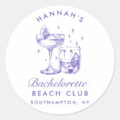 レトロモダン カクテル ブライズメイド パープル ラウンドシール (正面)