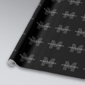 レトロモダン ネーム/編集可能なモノグラム 黒とグレー ラッピングペーパー
