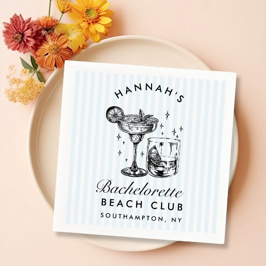 レトロモダン バチェロレッテ ブルーのペーパーナプキン スタンダードカクテルナプキン