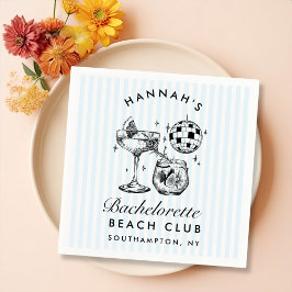 レトロモダン バチェロレッテ ブルーのペーパーナプキン スタンダードカクテルナプキン