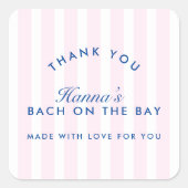 レトロモダン ピンク＆ネイビー オーダーメイド バチェロレッテパーティー用品 スクエアシール (正面)