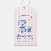 レトロモダン ピンク & ブルー 花嫁の最後の週末 ギフトタグ (正面)